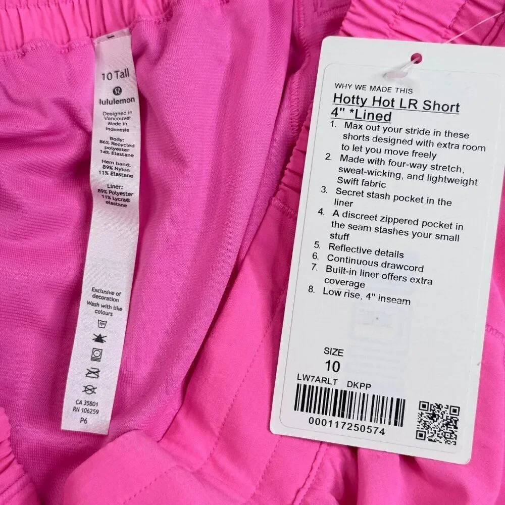 Lululemon Hotty Hot Low Rise Short Dark Prism Pink 10 Tall NEW